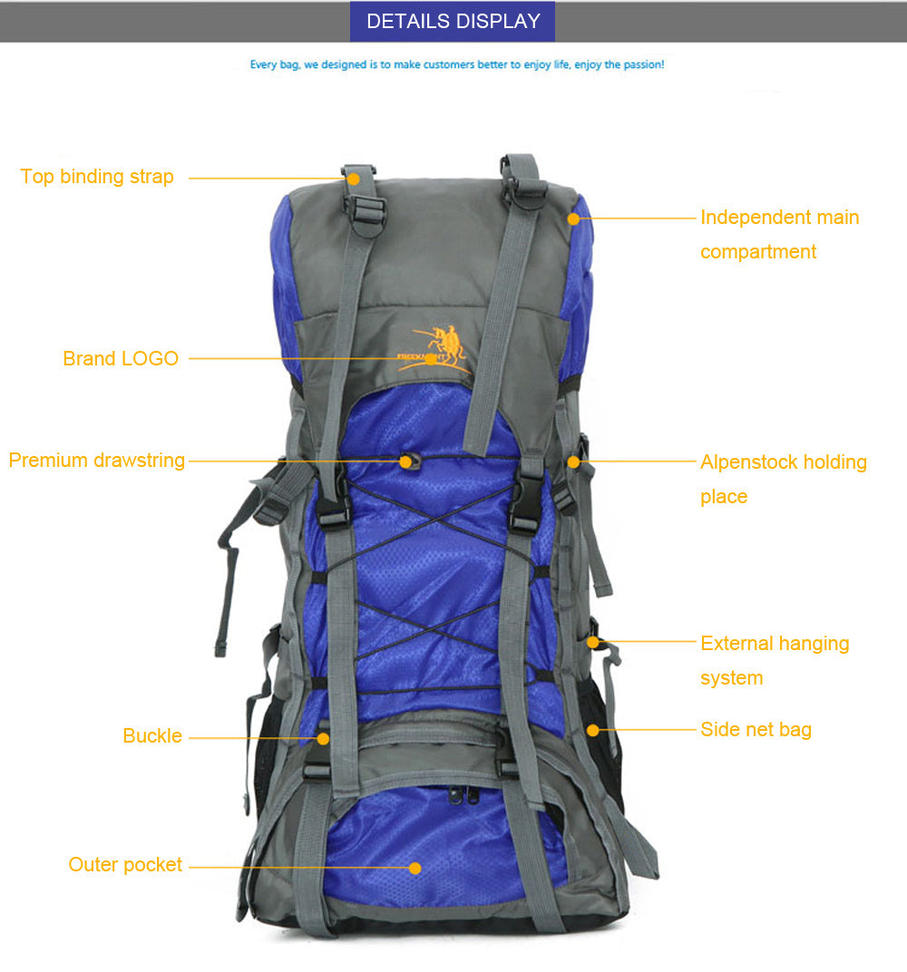 60L Extra Large Hiking Backpack – Waterproof Outdoor Pack for Camping & Travel