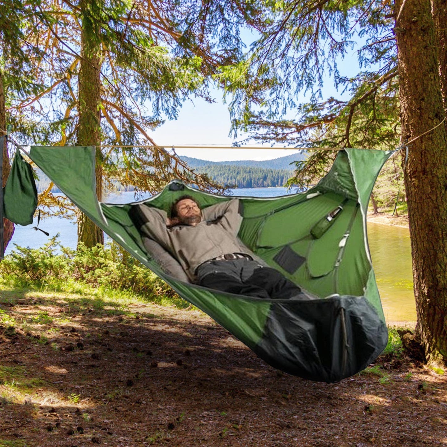 The Home Flat Hammock Tent With Bug Net And Suspension Kit Great For All Year Round Camping